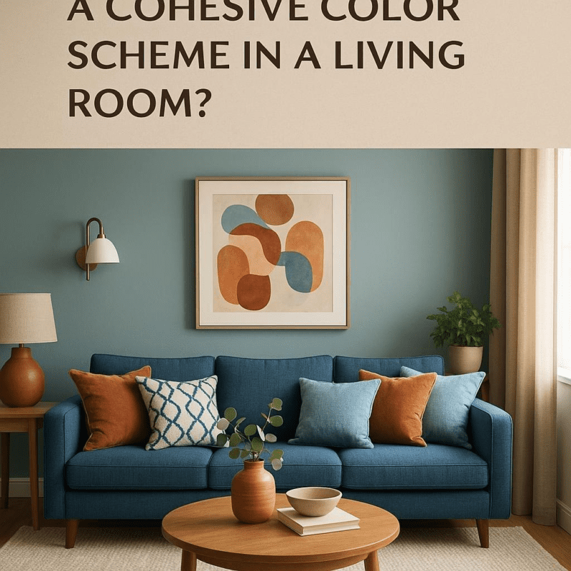 What are some ways to create a cohesive color scheme in a living room?