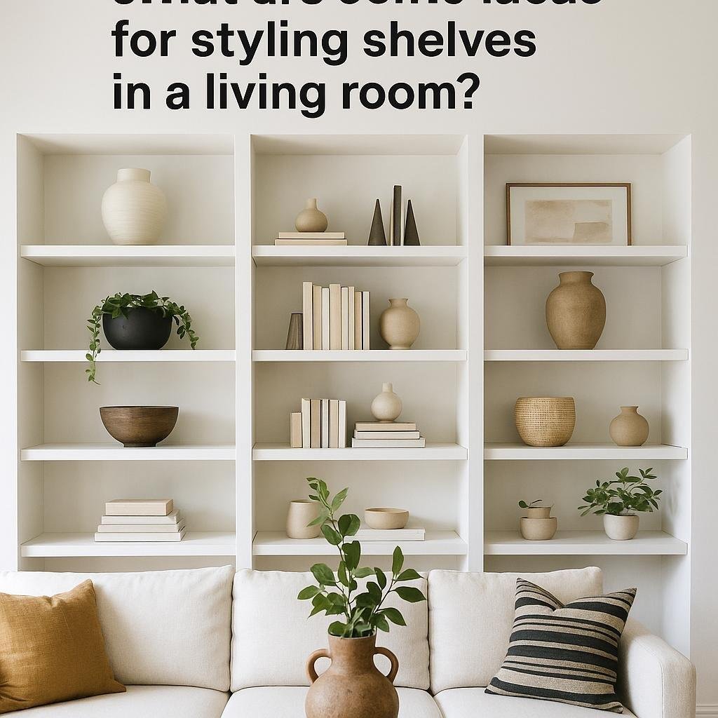 What are some ideas for styling shelves in a living room?