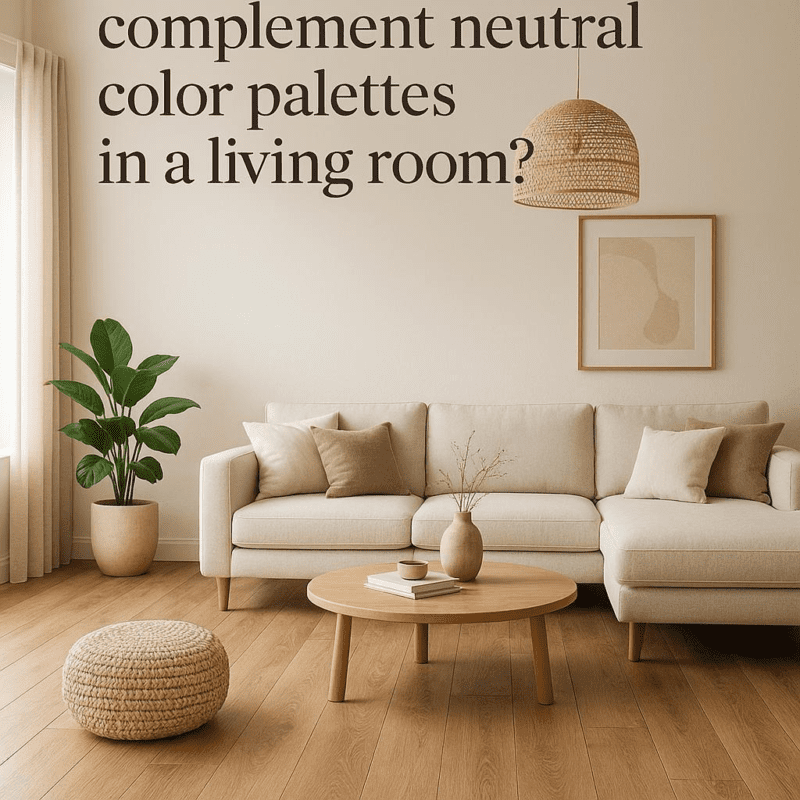 What flooring options complement neutral color palettes in a living room?