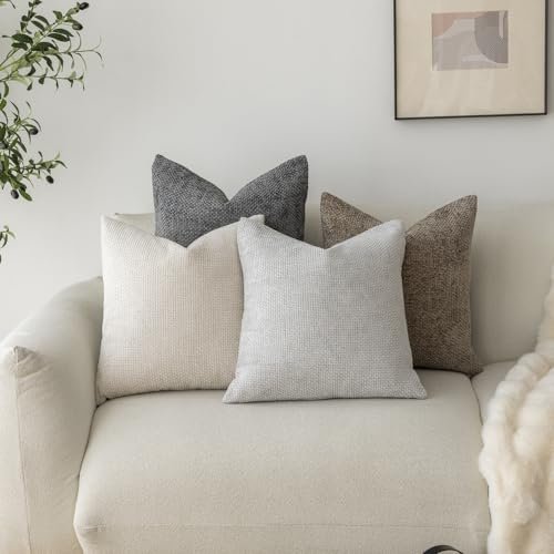 418f70UqL._SL500_.jpg Set of 4 LANANAS Neutral 18x18 Decorative Throw Pillow Covers for Couch, Bed, and Boho Home Decor. - Image 3