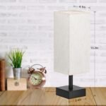 Small Bedside Table Lamp - Minimalist Nightstand Light with Square Fabric Shade for Kids & Office - Image 2