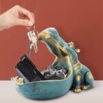 Aboxoo Large Hippo Statue – Dark Blue Resin Figurine, Candy Dish, Key Bowl, Decor Box for Home & Office. - Image 5