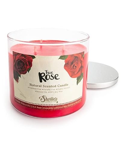 True Rose Highly Scented 3-Wick Candle | 100% Soy, Essential True Rose Highly Scented Natural 3 Wick Candle, Essential Fragrance Oils, 100% Soy, Phthalate & Paraben Free, Clean Burning, 14.5 Oz.