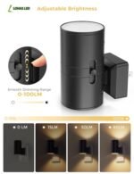 L LOHAS LED Night Light with Dusk to Dawn Sensor, 3000K Soft White, Adjustable Brightness, 2-Pack – Ideal for Hallways, Bedrooms, and Stairways. - Image 3