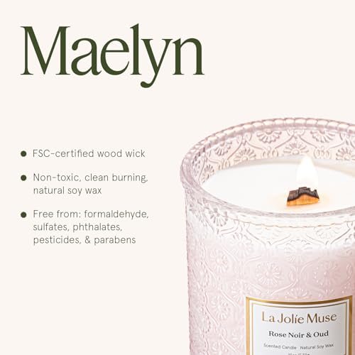 410RKjxTVfL._SL500_.jpg LA JOLIE MUSE Rose Noir & Oud Candle, 19 Oz - Pink Rose Scented Gift, Long-Lasting Large Candle - Image 6