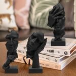 Prosfalt 3-Piece Thinker Statue Set: Abstract No Hear, No See, No Speak Resin Sculptures for Home and Office Decor (Black) - Image 2