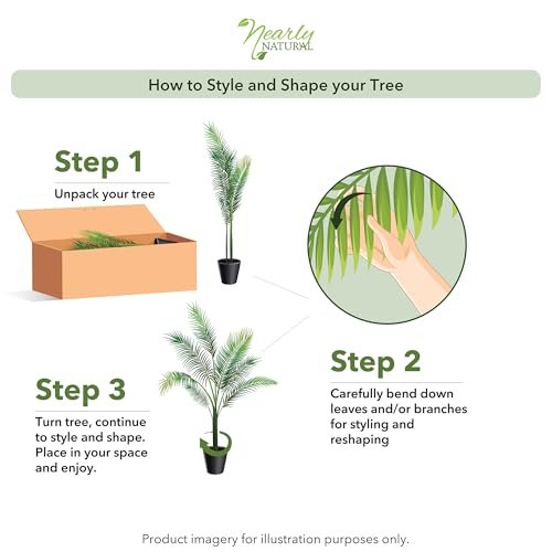4114Bq73GsL._SL500_.jpg Nearly Natural 4ft Golden Cane Palm Artificial Tree - Perfect Indoor Greenery Decor! - Image 2