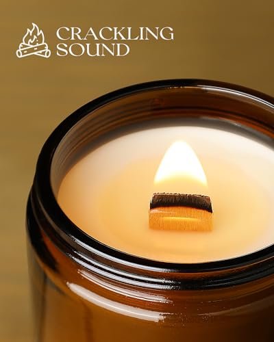 4116hKGNAiL._SL500_.jpg AOOVOO Lavender Woods Wood Wick Candle - 9 oz, 50-Hour Burn, Ideal Scented Candle for Home and Men - Image 3