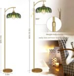 ILLMTW Gold Floor Lamp: Mid Century Modern Dimmable Standing Lamp with Remote, Vintage Green Glass Arc Light for Living Room and Bedroom. - Image 5