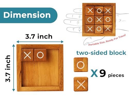 411lwAfWWqL._SL500_.jpg BSIRI Tic Tac Toe Game for Kids & Adults - Rustic Wood Decor for Living Room & Desk - Family Game Night Classic - Image 6