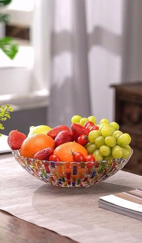 411vzwLr8TL._SL500_.jpg MAGCOLOR Hand-Painted Woven Glass Crystal Bowl: Colorful Centerpiece for Home, Office, Weddings, Snacks & Desserts. - Image 7