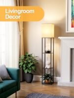 Corner Floor Lamp with Shelves & 3 CCT LED Bulb - Etagere Organizer for Living Room & Bedroom - Image 6