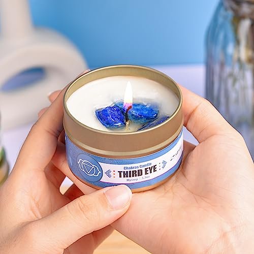412FZAwLYmL._SL500_.jpg AOOVOO Chakra Candles with Healing Crystals - 7 Candle Set for Aromatherapy & Spiritual Gifts - Image 5