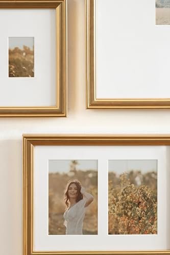 412Fo-OiHnL._SL500_.jpg Kate and Laurel Adlynn Vintage Gold Picture Frame Set of 5 with Hanging Template for Gallery Walls - Image 6