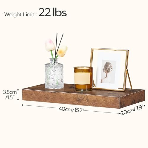 412ooKb2x1L._SL500_.jpg HOOBRO Wall-Mounted Floating Shelves Set of 2, 15.7" Rustic Brown Shelves for Bathroom, Kitchen, Office, and More. - Image 3