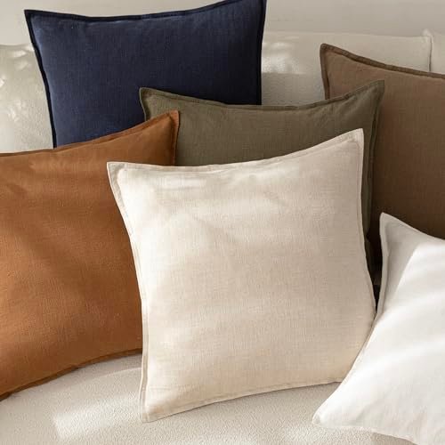 413UhXLOEUL._SL500_.jpg Foindtower Set of 2, Boho Farmhouse Decorative Throw Pillow Covers 26"x26" Natural Beige for Couch & Living Room - Image 5