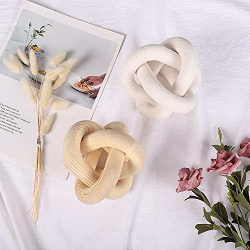 413VlV7bAHL._SL500_.jpg Boho Wood Knot Chain Link Decor - 3 Hand-Carved Wooden Links for Modern Farmhouse Style - Image 6