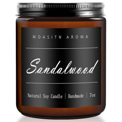 MOASITN Sandalwood Heavenly Scented Candles for Home| Natural Soy Aromatherapy Candle| Handmade Long Lasting Jar Candel| Gift for Women,Men| as Birthday,Housewarming,Thank You,Relaxing Gifts| 7oz
