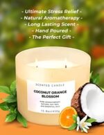 Coconut Orange Blossom 3-Wick Candle | 15.8 oz Soy Aroma for Stress Relief & Relaxation - Image 9