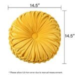HIG Set of 2 Vintage Velvet Round Pleated Throw Pillows, Classy Yellow Accent for Sofa, Chair, or Bed, 14.5" Diameter. - Image 5