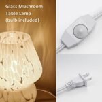ONEWISH Dimmable Mushroom Lamp - Small Bedside Nightstand Light, Translucent White Glass, Murano Style Home Decor. Perfect for Bedroom, Dorm, Kitchen! - Image 3
