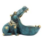 Aboxoo Large Hippo Statue – Dark Blue Resin Figurine, Candy Dish, Key Bowl, Decor Box for Home & Office. - Image 8