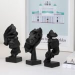 Prosfalt 3-Piece Thinker Statue Set: Abstract No Hear, No See, No Speak Resin Sculptures for Home and Office Decor (Black) - Image 4
