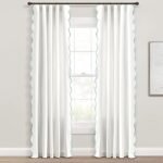 Lush Decor Coastal Chic Scalloped Edge Light Filtering Window Curtain Panels Pair, 52" W x 84" L, Blue & White - White Curtains for Living Room - Coastal Decor