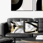 Supwhd Black and Gold Pillow Covers - Set of 2, 18x18, Modern Boho Decor for Couch & Bedroom - Image 2