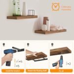 HOOBRO Wall-Mounted Floating Shelves Set of 2, 15.7" Rustic Brown Shelves for Bathroom, Kitchen, Office, and More. - Image 7