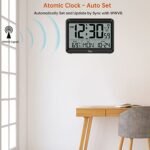 WallarGe Atomic Digital Wall Clock: Battery-Operated, Self-Setting, Large Display with Temperature, Date, Day, Silent Mounting, 4 Time Zones, and DST. - Image 2