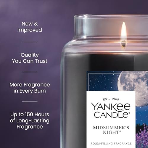 4190hIuRl9L._SL500_.jpg Yankee Candle Large Jar: Midsummer's Night Scent, 22 oz, 150-Hour Burn Time, Premium Plant Wax. - Image 3