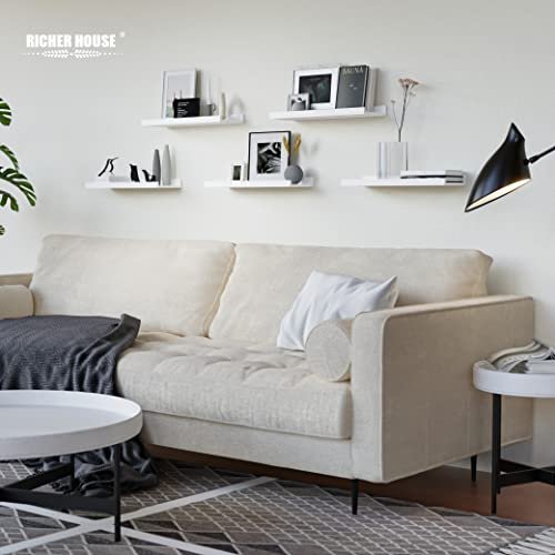 419L3xyPOUL._SL500_.jpg RICHER HOUSE 5-Set White Floating Shelves for Modern Wall Decor in Nursery, Bedroom, Living Room, & Bathroom. - Image 5