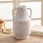 Mitt&Ditt 11" Off-White Ceramic Flower Vase with Handles – Rustic Large Terracotta Decor for Home & Living Room. - Image 2