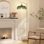ILLMTW Gold Floor Lamp: Mid Century Modern Dimmable Standing Lamp with Remote, Vintage Green Glass Arc Light for Living Room and Bedroom. - Image 7