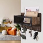 ADIIL Wooden Wall Mount Key Holder & Mail Organizer with 4 Double Hooks - Rustic Decor for Entryway - Image 2