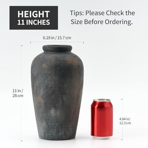 419wS3NIESL._SL500_.jpg Vaseking 11" Rustic Ceramic Vase: Minimalist Farmhouse Decor for Living Room, Wedding, and Table Settings. - Image 2