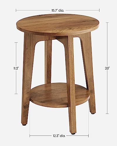 41ASaf7irgL._SL500_.jpg VASAGLE Small Round Side Table with Shelf - Perfect Nightstand for Living Room or Bedroom, Rustic Walnut ULET283T41 - Image 3