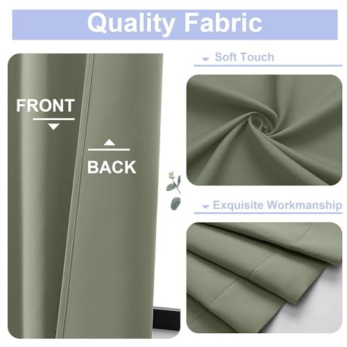 41AmYRqITOL._SL500_.jpg Ava Sage Green Blackout Curtains - 84" Length, 2 Panels Set, Thermal Insulated for Bedroom & Living Room, W40 x L84" - Image 3