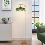 ILLMTW Gold Floor Lamp: Mid Century Modern Dimmable Standing Lamp with Remote, Vintage Green Glass Arc Light for Living Room and Bedroom. - Image 9