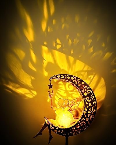41BLDeCe9jL._SL500_.jpg Vuees Solar Garden Statues: Fairy Moon Light Stake, Perfect Housewarming Gift for Mom or Grandma! - Image 5