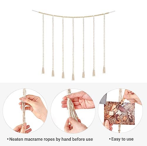 41BqAib5NJL._SL500_.jpg Mkono Macrame Photo Display with String Lights & Wooden Bead Garland, 45 Clips for Home Decor. Perfect Gift for Teen Girls! - Image 9