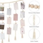 Mkono Macrame Photo Display with String Lights & Wooden Bead Garland, 45 Clips for Home Decor. Perfect Gift for Teen Girls! - Image 6