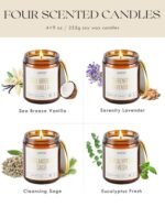 AOOVOO Scented Candle Set - 4PC, 36 oz Soy Candles in Lavender, Vanilla, Eucalyptus & Sage. Perfect for Home Fragrance! - Image 4
