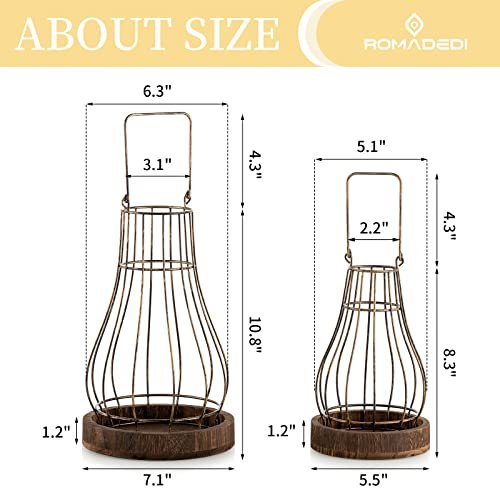 41D4x3gcUL._SL500_.jpg Romadedi Lantern Farmhouse Decor - Rustic Candle Holders for Living Room, Kitchen, Dining, and Outdoor Spaces. - Image 5