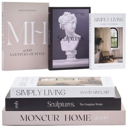 MONCUR HOME Decorative Coffee Table Books for Home Décor Accents Bookshelf Decor Mid Century Modern Fake Books for Decoration with Real Blank Pages Shelf Decor Aesthetic Removable Covers Set of 3