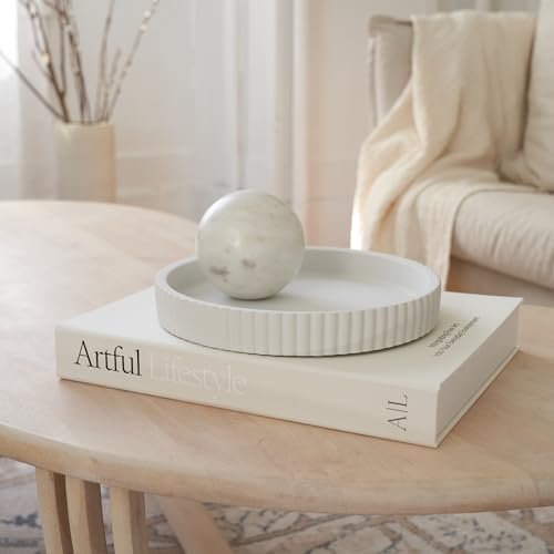 41E6CtVeJEL._SL500_.jpg Scalloped Decorative Concrete Tray & Linen Box Set - Stylish Home Decor for Living Rooms & Gift Ideas - Image 8