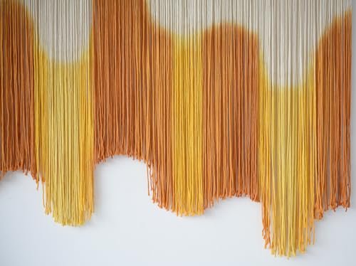 41EA9pPALqL._SL500_.jpg IOWER Large Yellow Dip-Dyed Macrame Wall Hanging for Boho Living Room Decor - 59" W x 37" L - Image 6