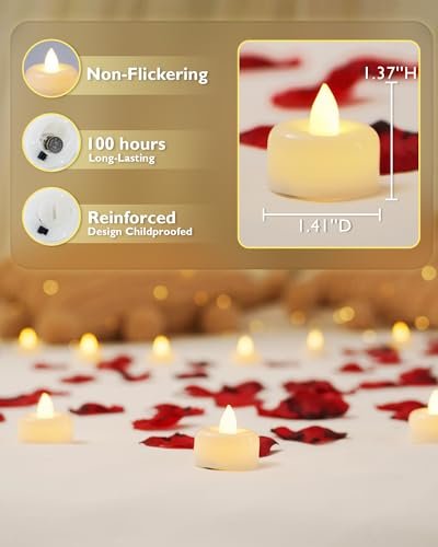 41EDNsAbqbL._SL500_.jpg Amagic Battery-Operated Flameless LED Tea Light Candles – 12, 24, 50, 100, 150 Pack for Holiday Decor - Image 2