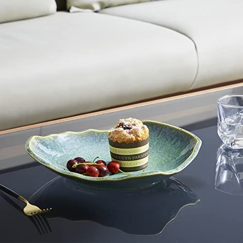 41EVeGn-FkL._SL500_.jpg VOMANA 12'' Green Ceramic Decorative Bowl - Versatile Centerpiece for Living Room, Entryway, or Dining. - Image 3